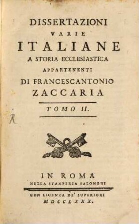 Dissertazioni Varie Italiane A Storia Ecclesiastica Appartenenti, 2
