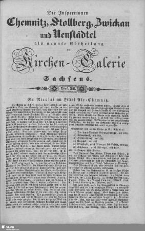 St. Nicolai mit Filial Alt-Chemnitz, Alt-Chemnitz, Auerswalde, Aue, Hirschfeld : 31. Lieferung