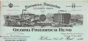 Rechnungsformular der Fa. Georg Friedrich Rund mit Firmenansicht
