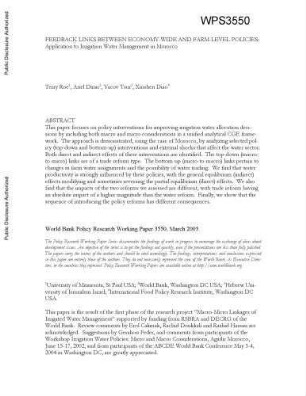 Feedback links between economy-wide and farm-level policies : application to irrigation water management in Morocco