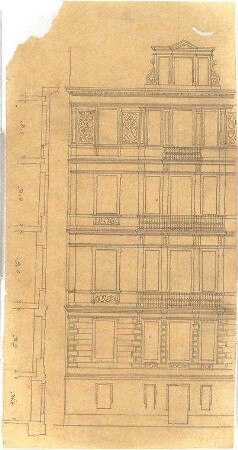 Zocher, Ernst; Architekturstudien - Gebäude (Teilansicht, Schnitt)