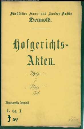 Itzig, Alexander zu Schötmar gegen Salomon Itzig zu Schötmar - Erbteilung