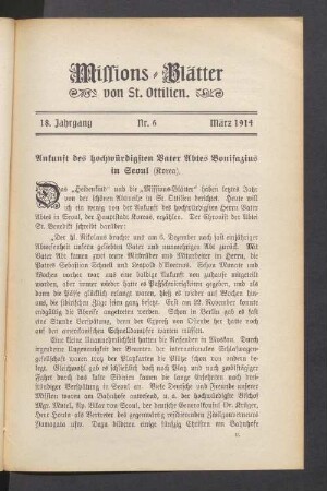 18. Jahrgang. Nr. 6. März 1914