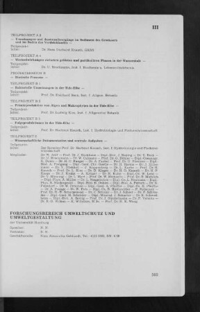 Forschungsbereich Umweltschutz und Umweltgestaltung
