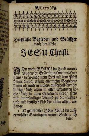 Hertzliche Begirden und Seüfftzer nach der Liebe Jesu Christi.
