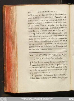 Observations Et Précautions Dans la Marche & dans le Combat.