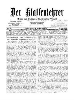Außerordentliche General-Versammlung des "Deutschen Klassenlehrer-Vereins"