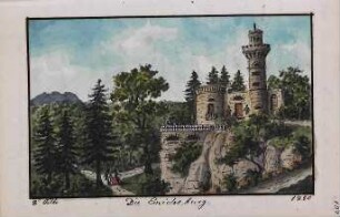 'Die Emichsburg' Teilansicht des Ludwigsburger Schlossgartens; Aquarell