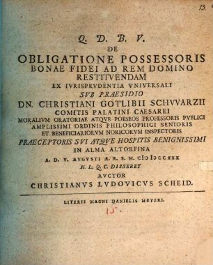 De obligatione possessoris bonae fidei ad rem domino restituendam
