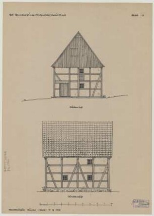 Sassendorf (Kreis Soest): Hof Gämkerschulze. Haupthaus (Schnitte).
