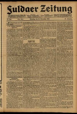 Erste Ausgabe vom Dienstag, den 18. November 1913.