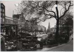 Amsterdam, Singel, Bloemenmarkt (Blumenmarkt), Munttoren (de Munt) (Münzturm)