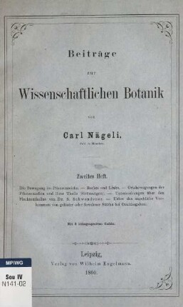 Beiträge zur wissenschaftlichen Botanik, Zweites Heft