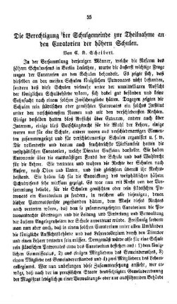 Die Berechtigung der Schulgemeinde zur Theilnahme an den Curatorien der höheren Schulen