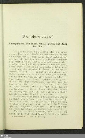 Neunzehntes Kapitel. Naturgeschichte, Erwerbung, Pflege, Dressur und Zucht des Uhu