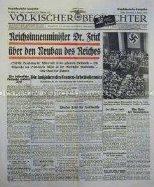 NS-Tageszeitung "Völkischer Beobachter" zur Annahme des "Gesetzes über die Neuordnung des Reiches"