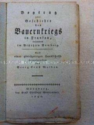 Über die Geschichte des Bauernkrieges in Franken