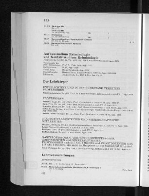 Aufbaustudium Kriminologie und Kontaktstudium Kriminologie