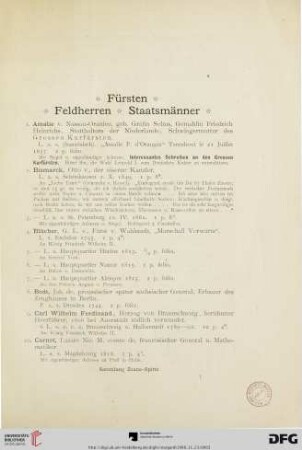 Fürsten, Feldherren, Staatsmänner (Nr. 1 - 85)