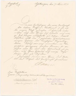 Rathaus, Göttingen: Brief des Magistrats von Göttingen