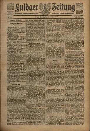 Erste Ausgabe vom Dienstag, den 25. Januar 1910.