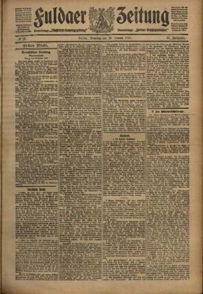 Erste Ausgabe vom Dienstag, den 25. Januar 1910.