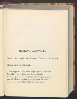 Gustavo Caravallo : Poesía: Los sendas del Arquero; Las voces del silencio.
