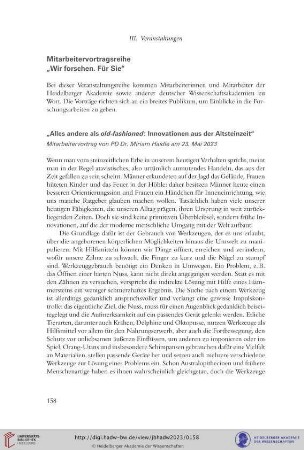 Alles andere als old-fashioned: Innovationen aus der Altsteinzeit