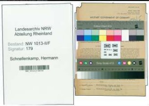 Entnazifizierung Hermann Schnellenkamp , geb. 10.11.1886 (Steuerinspektor)