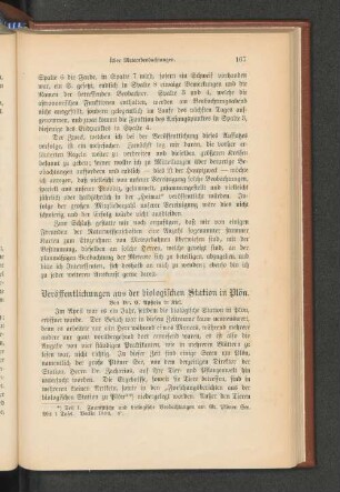 Veröffentlichungen aus der biologischen Station in Plön.