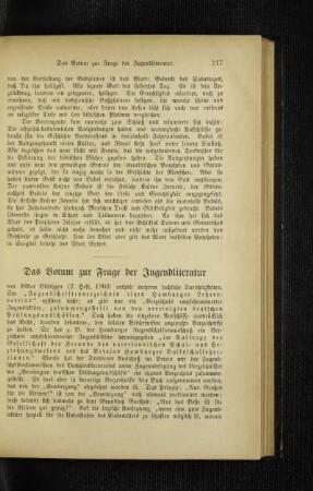 ¬Das¬ Votum zur Frage der Jugendliteratur