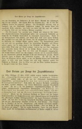 ¬Das¬ Votum zur Frage der Jugendliteratur