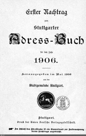 1906,1 - Nachtrag: Stuttgarter Adressbücher / Nachtrag, 1906, Bd. 1