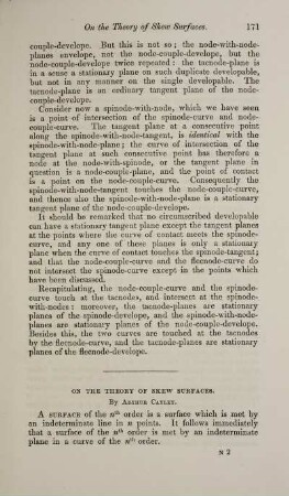 On the theory of skew surfaces.