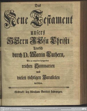Das Neue Testament unserers Herrn Jesu Christi