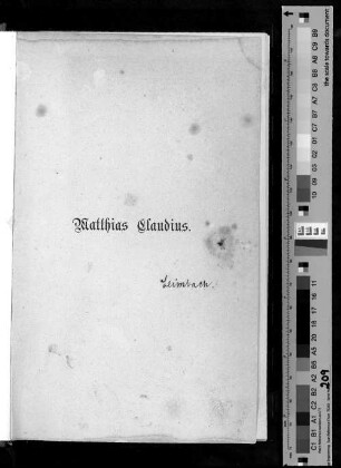 Matthias Claudius der Wandsbecker Bote : ein deutsches Stillleben ; mit dem Bildnis von Matthias und Rebekka Claudius