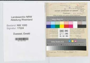 Entnazifizierung Ewald Duessel, geb. 10.01.1898 (Revierfoerster)