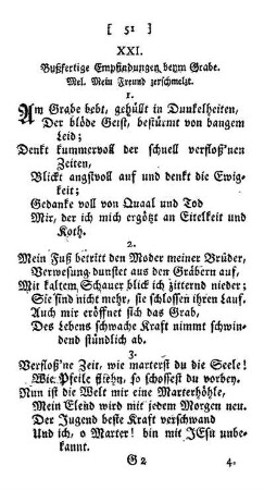 XXI. Bußfertige Empfindungen beym Grabe