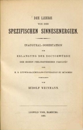 Die Lehre von den spezifischen Sinnesenergien
