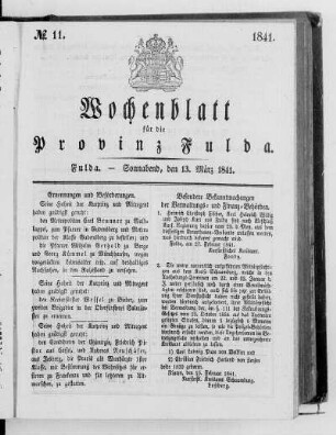 Nr. 11, Ausgabe vom 13. März 1841