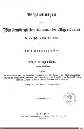 2,58: Landtag Württemberg - Kammer 2, Beilagen 1883-1886, Bd. 1,3
