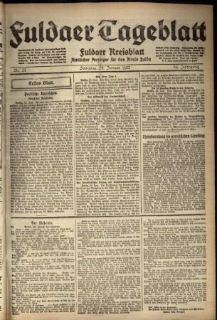 Erste Ausgabe vom Samstag, den 28. Januar 1922.