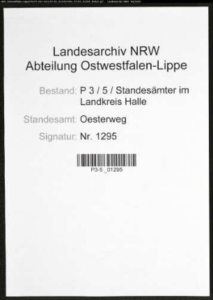Sterberegister Standesamt Oesterweg