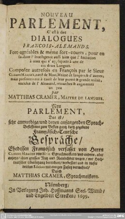 Nouveau parlement, c'est à dire dialogues françois-allemands