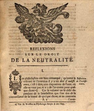 Reflexions sur le droit de la neutralité