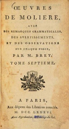 Oeuvres de Molière. 7. Le Bourgeois gentilhomme. Les Fourberies de Scapin. Psyché. - 368 S.