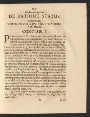 Dissertatio Septima De Ratione Status.