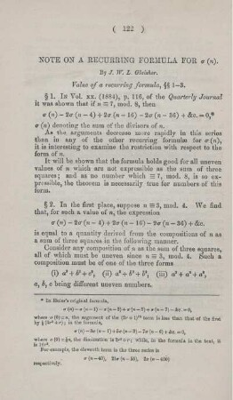 Note on a Recurring formula for ... .