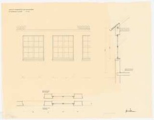 Schule: Ausschnitt Ansicht, Grundriss und Aufriss Wand 1:20