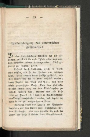 Wiedererlangung des unterdrückten Fußschweißes.